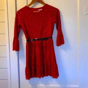girls red lace dress